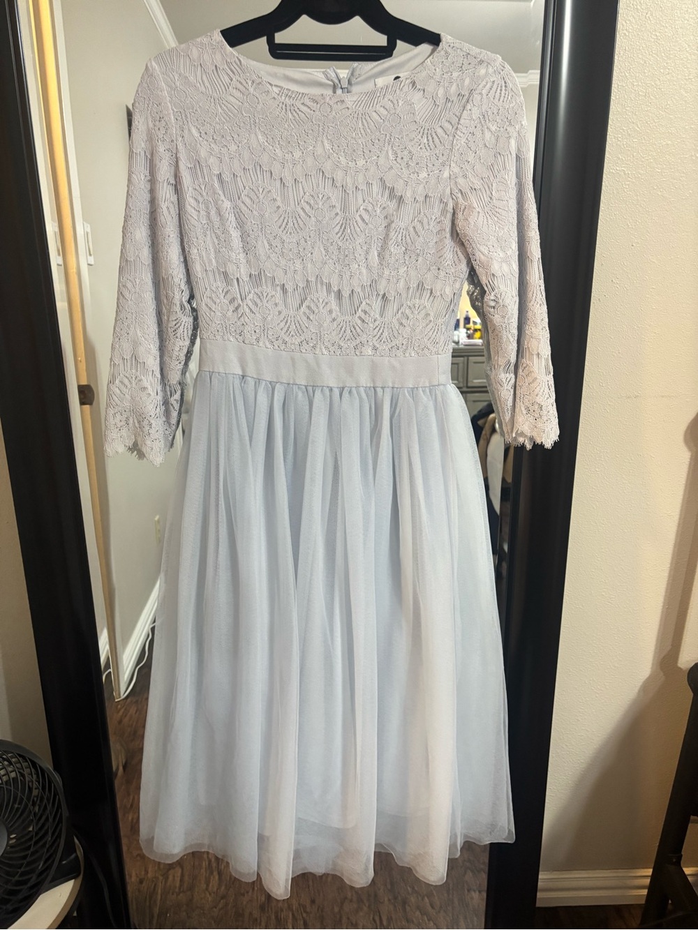 Dainty Jewells Pale Blue Lace Bodice Midi Dress